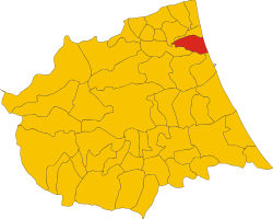 Map of comune of Tortoreto (province of Teramo, region Abruzzo, Italy)